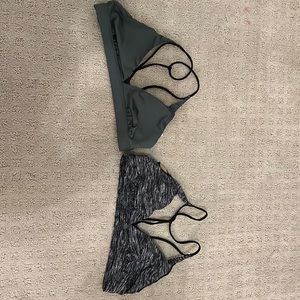 To Victoria’s Secret Sports bras green and black and black gray and white